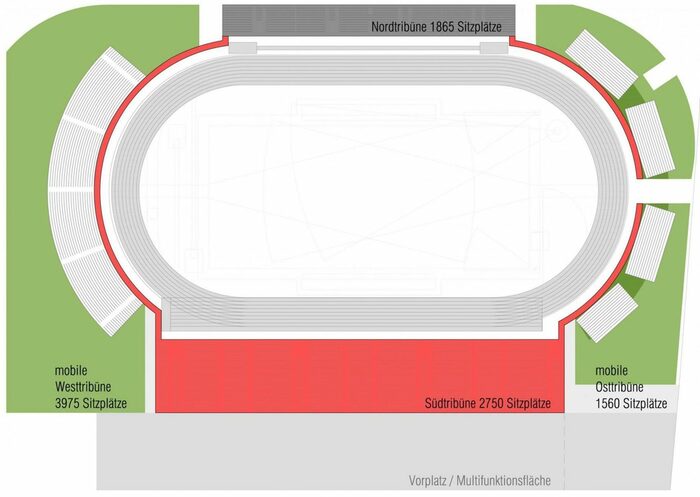 Heinz-Steyer-Stadion: Ausbaukonzept Basisvariante mit temporären Tribünen