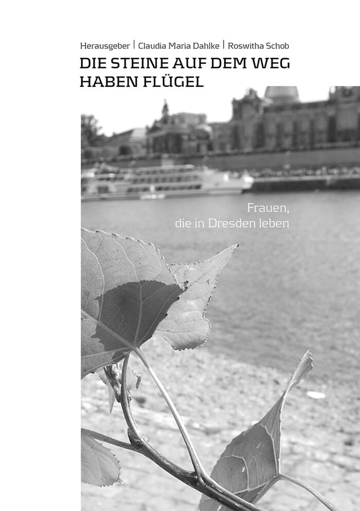 Buchtitel, schwarz-weiß Aufnahme Blick über die Elbe