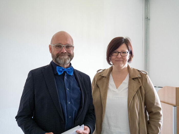 Der wiedergewählte Vorstand des Dresdner Notfallverbunds, Prof. Thomas Kübler und Maria Morstein