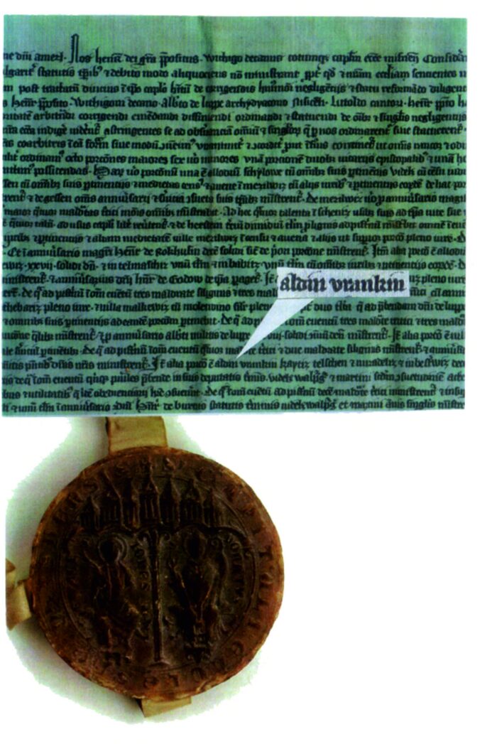 Teilstück mit Siegel der Urkunde vom 26. Mai 1311