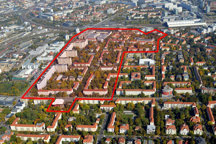 Das Bild zeigt das Gebiet, in welchem die Befragung zu Budapester Straße durchgeführt wurde.