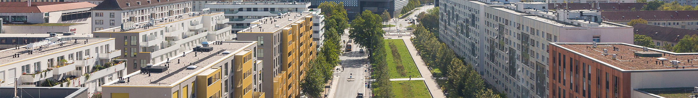 Auf dem Bild ist ein Abschnitt des neu gestalteten Promenadenringes zu sehen. Der Blick geht in Richtung Süden.