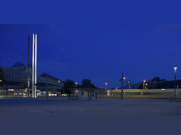 Im Bild ist die Visualisierung des Wilsdruffer Tores am Postplatz zu sehen.