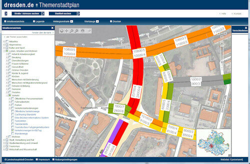Verkehrsmengenkarte im Themenstadtplan