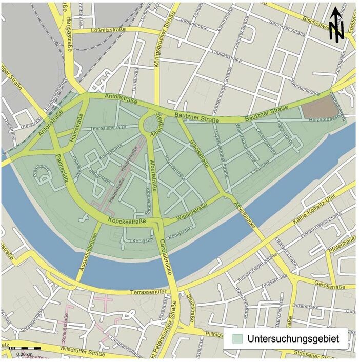 Stadtkarte vom Dresdner Stadtteil Innere Neustadt