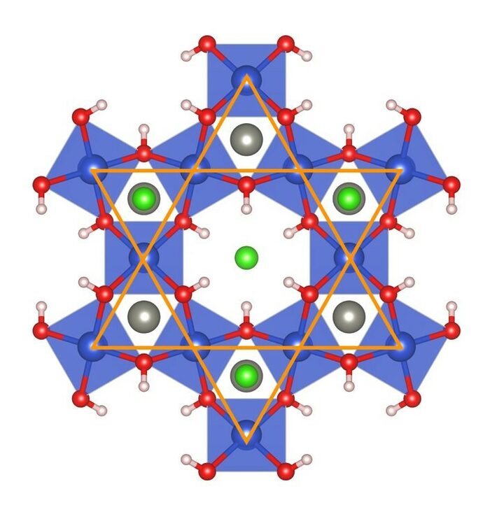 Lattice structure of "Herbertsmithite", a material with excellent conductivity that could provide important developments in microelectronics in the future