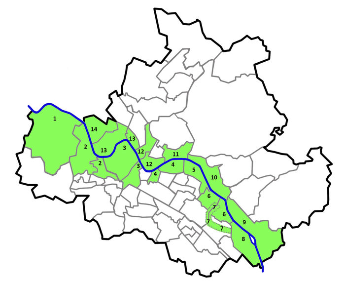 Dresden Karte mit Stadtteilen und Einsatzgebieten der Elbwiesenreinigung