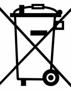 Symbol: Gerät darf nicht in Abfalltonnen entsorgt werden