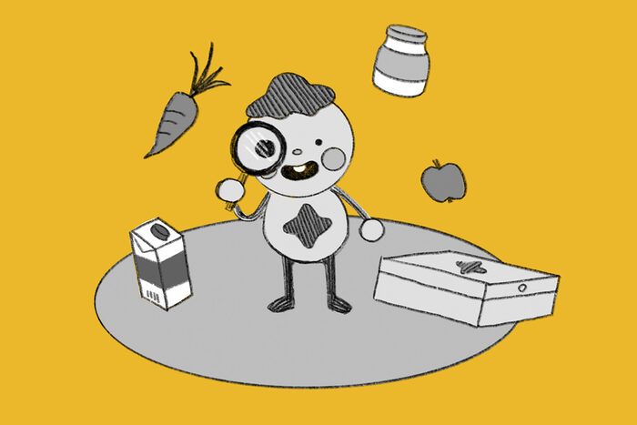 Zeichnung des Männchens Fridi mit Abfällen