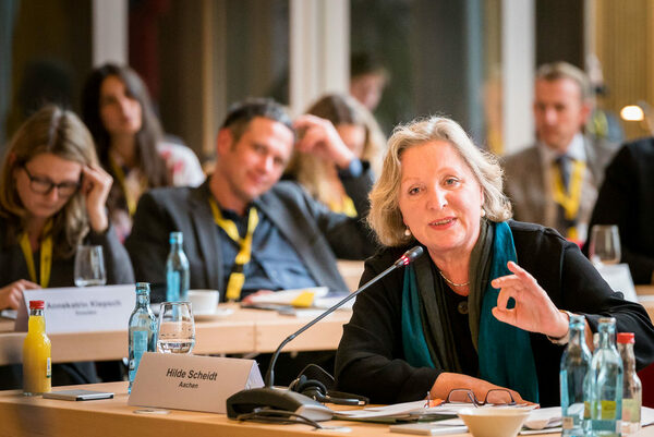Mayor Hilde Scheidt from Aachen sharing her point of view
