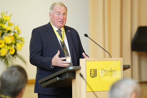 Karl-Heinz Lambertz, President of the European Committee of the Regions, holding his speech