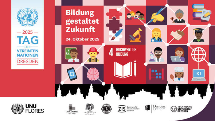 Flyer mit Icons, die das Nachhaltigkeitsziel Hochwertige Bildung abbilden