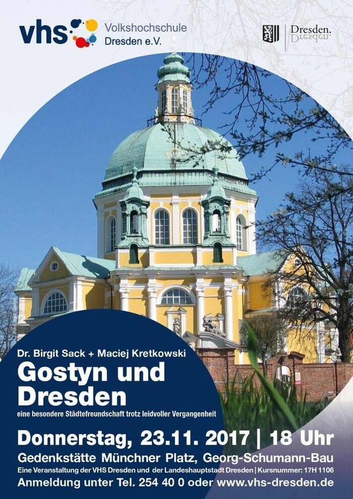 Plakat zum VHS-Vortrag mit der Basilika auf dem Heiligen Berg Gostyn