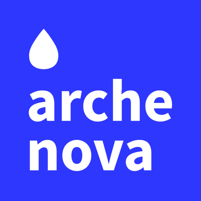 Wassertropfen über Schriftzug "arche nova"