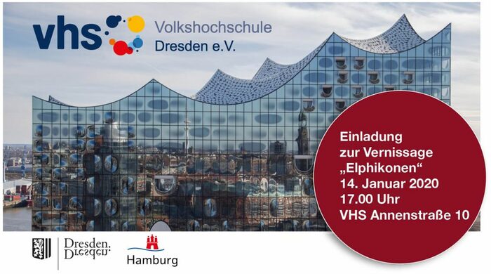 Ausstellungsplakat mit Ansicht der Hamburger Elbphlharmonie
