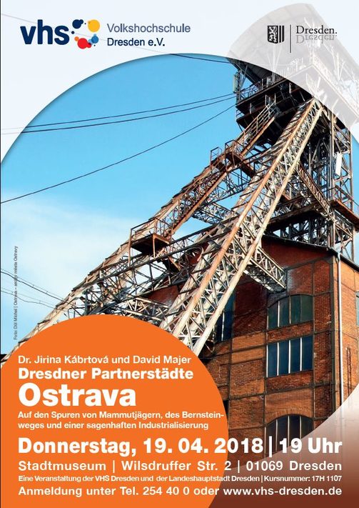 Veranstaltungsplakat mit einem Tagebau in Ostrava