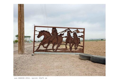 Kunstfotografie mit einem Kunstobjekt, das galoppierende Pferde darstellt