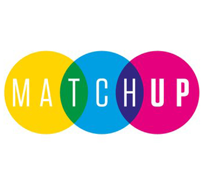 Logo von MAtchUp mit drei ineinandergreifenden Kreisen in Gelb, Blau und Rot und der Aufschrift MAtchUp