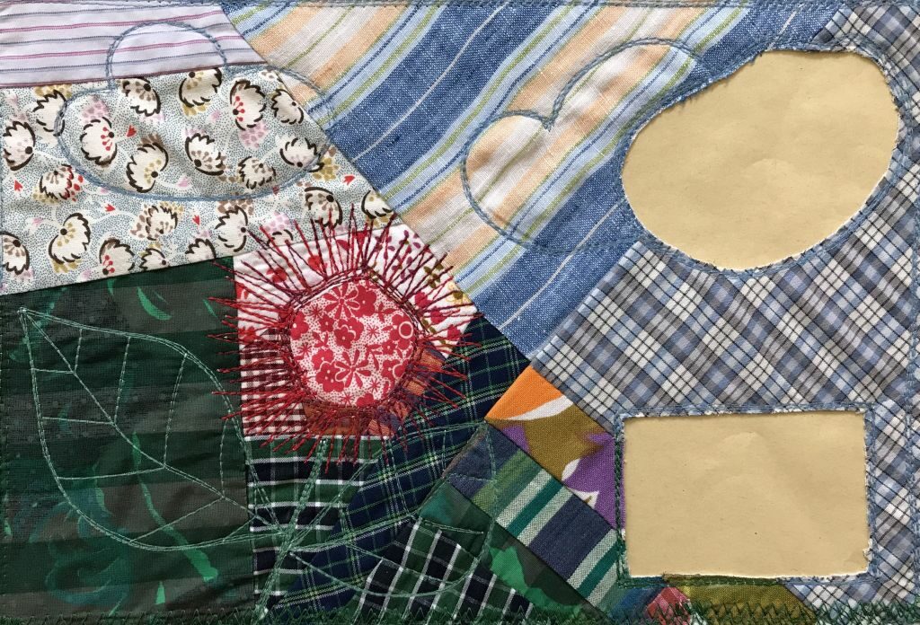 Collage aus Textilstücken