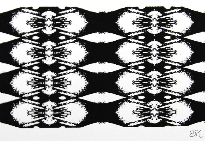 Hoden – aus der Serie Körperornamente, 2009, Siebdruck schwarz-weiß
