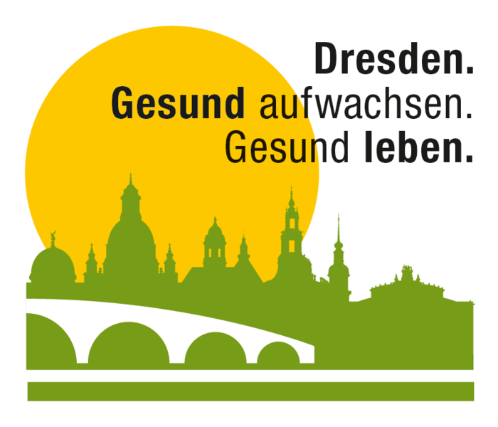 Logo: Dresden. Gesund aufwachsen. Gesund leben.