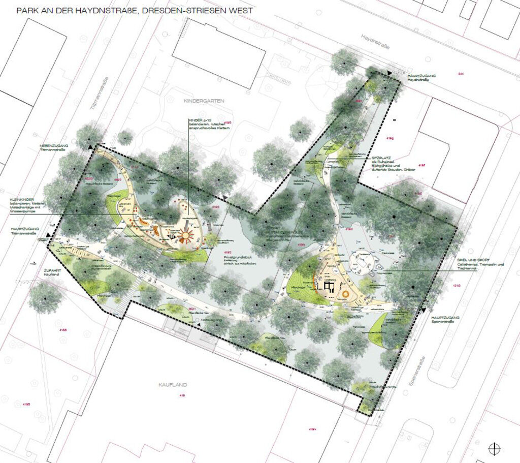 Entwurfsplan für den neuen Park an der Haydnstraße