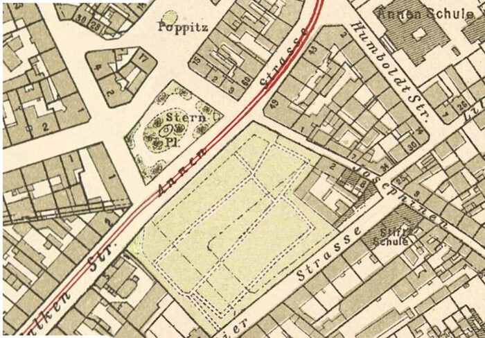 Stadtplan von 1911 mit dem Sternplatz und benachbarten Straßen