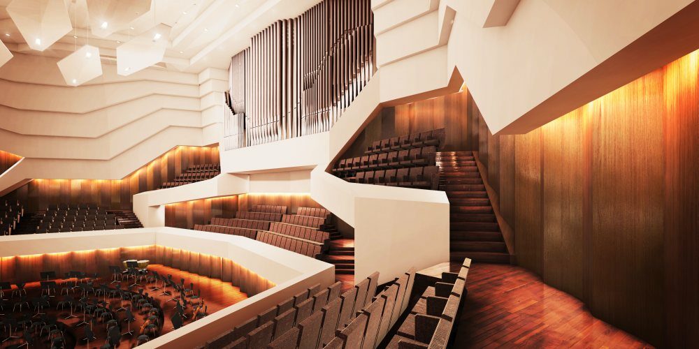 Visualisierung des Konzertsaals, Blick Richtung Orgel