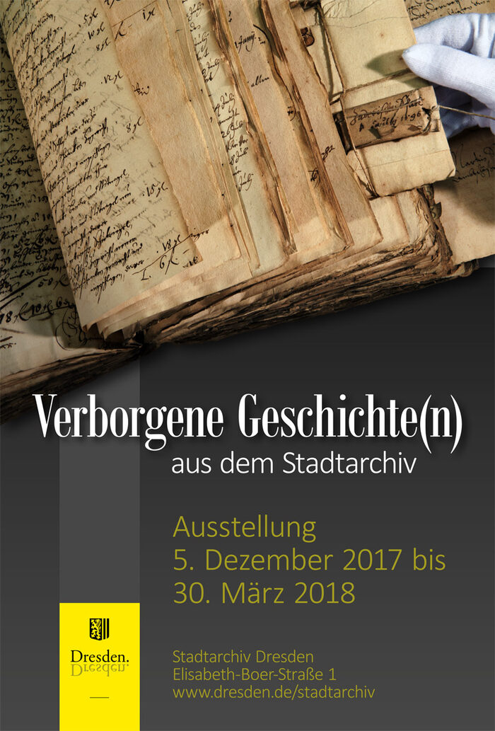 Plakat zur Ausstellung „Verborgene Geschichte(n) aus dem Stadtarchiv"