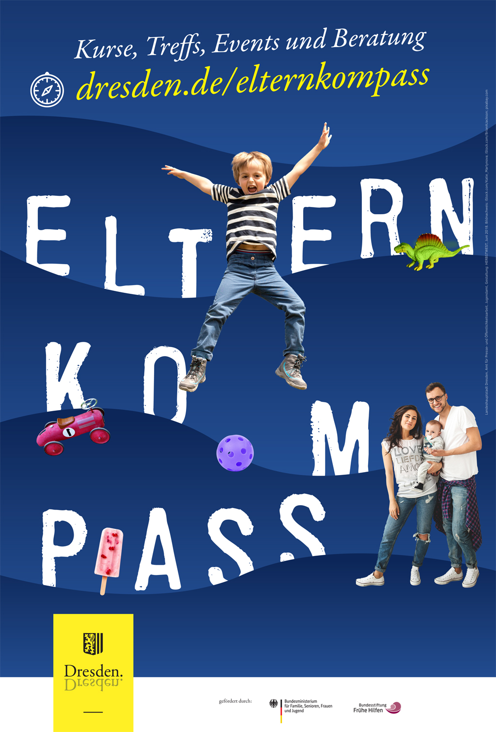 City-Light Plakat wirbt für Elternkompass als Navigator für Familien