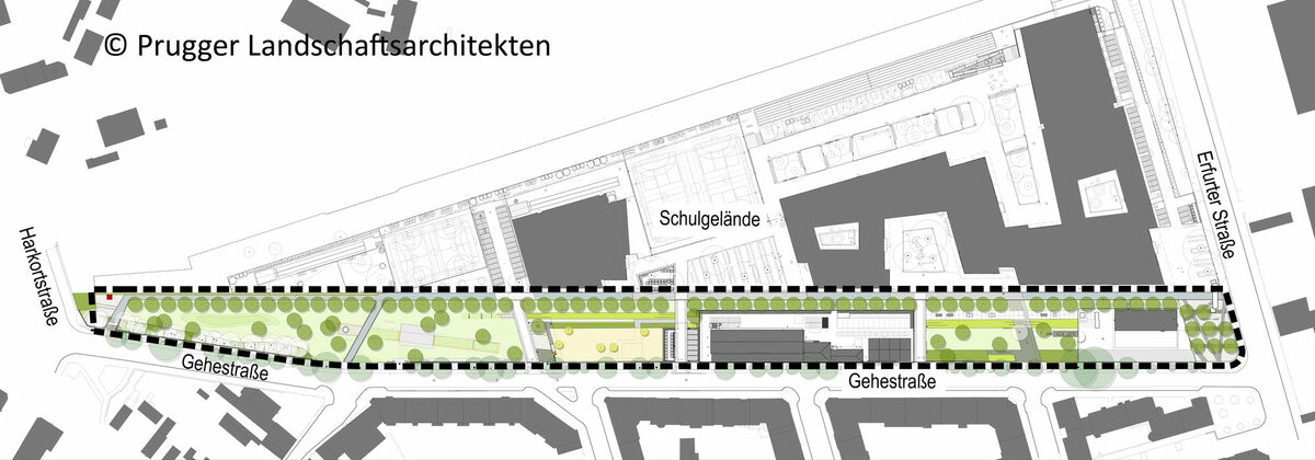 Plan des Grünstreifens an der Gehestraße