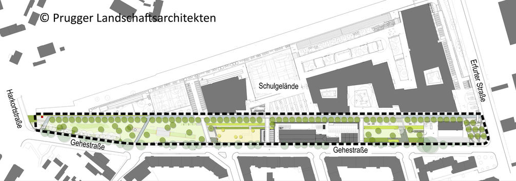 Plan des Grünstreifens an der Gehestraße