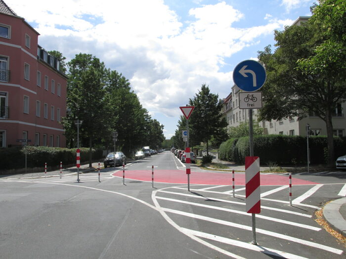 Diagonalsperre der Fahrradstraße