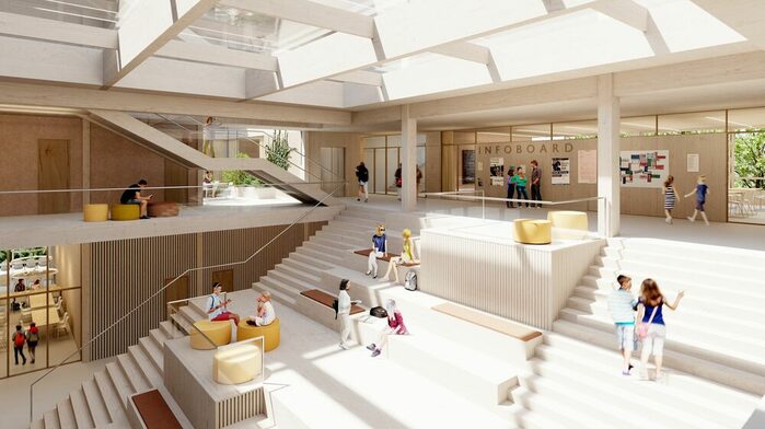 Siegerentwurf für die 101. Oberschule von der BE Berlin GmbH, Innenansicht