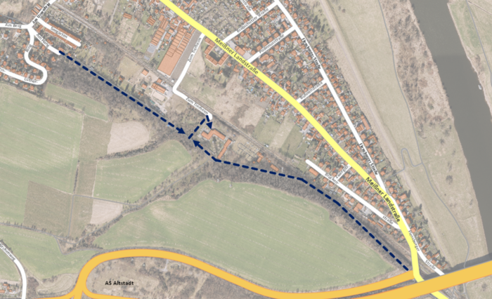 Kartenansicht für den Umgehungsweg