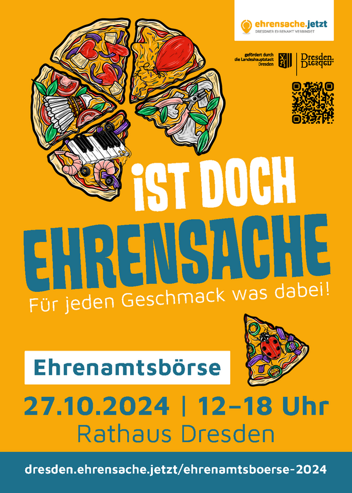 Plakatmotiv der Ehrenamtsbörse in Form einer Pizza