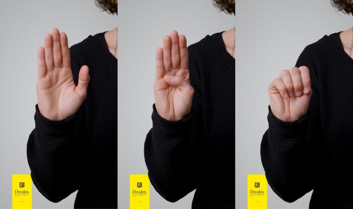 Hilfe-Handzeichen einer offenen Hand