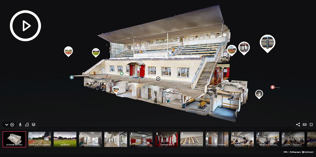 3D-Visualisierung altes Heinz-Steyer-Stadion mit Streintribüne