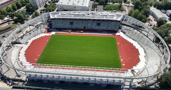 Luftaufnahme Heinz-Steyer-Stadion in Richtung Innenstadt