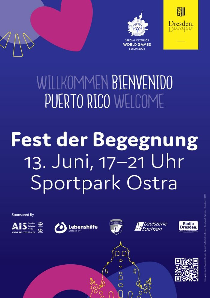 Plakat zum Fest der Begegnung am 13. Juni, 17 bis 21 Uhr im Sportpark Ostra