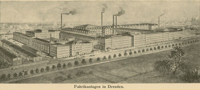Die Fabrikanlage von Seidel und Naumann auf der Hamburger Straße