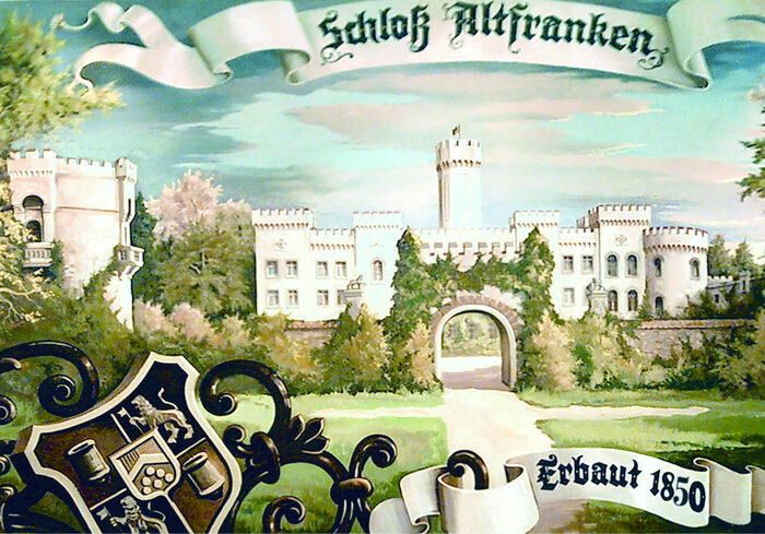 Gemälde vom Schloss im Ortschaftszentrum Altfranken