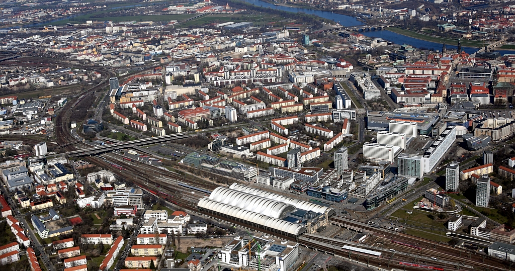 Luftbild des Dresdner Stadtzentrums