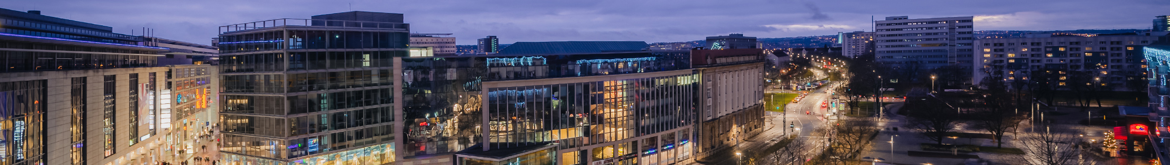 Beleuchtetes Dresdner Stadtzentrum