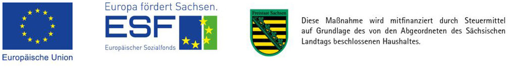 Logo der Europäischen Union, Europäischer Sozialfonds und Freistaat Sachsen