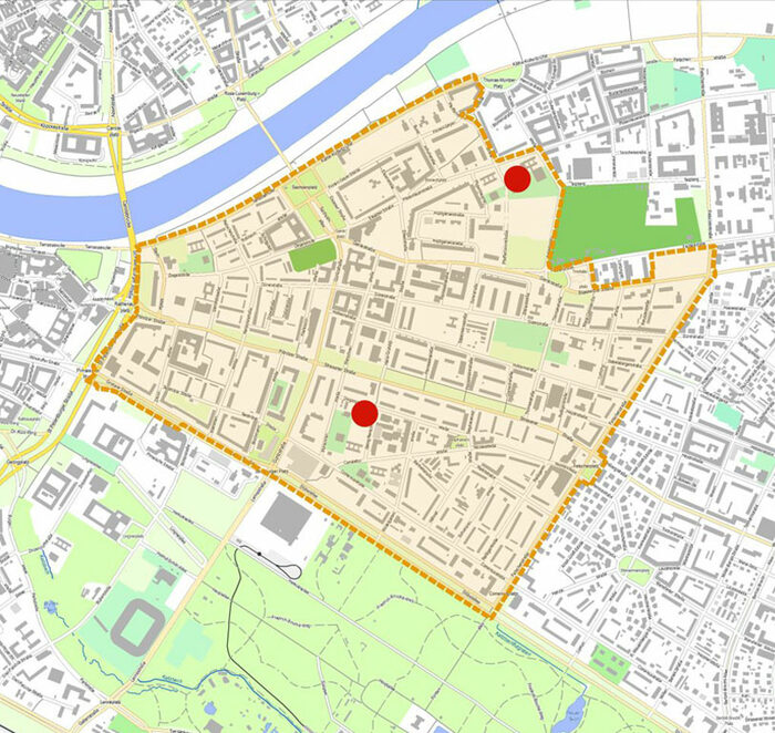 Im Bild ist der Standort des projektbegleitenden Büros in der Gebietskarte zu sehen.