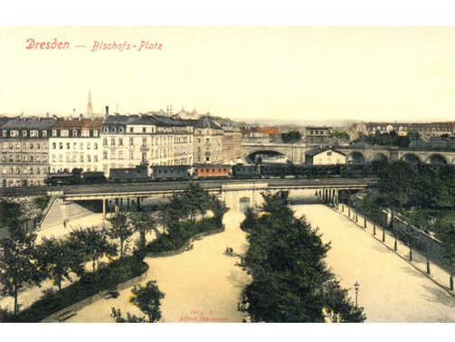 Postkarte mit dem Bild des Bischofsplatzes um 1910