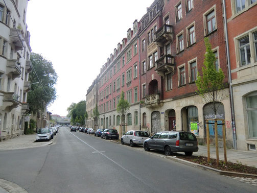 Die Lößnitzstraße nach der Umgestaltung im Jahr 2010