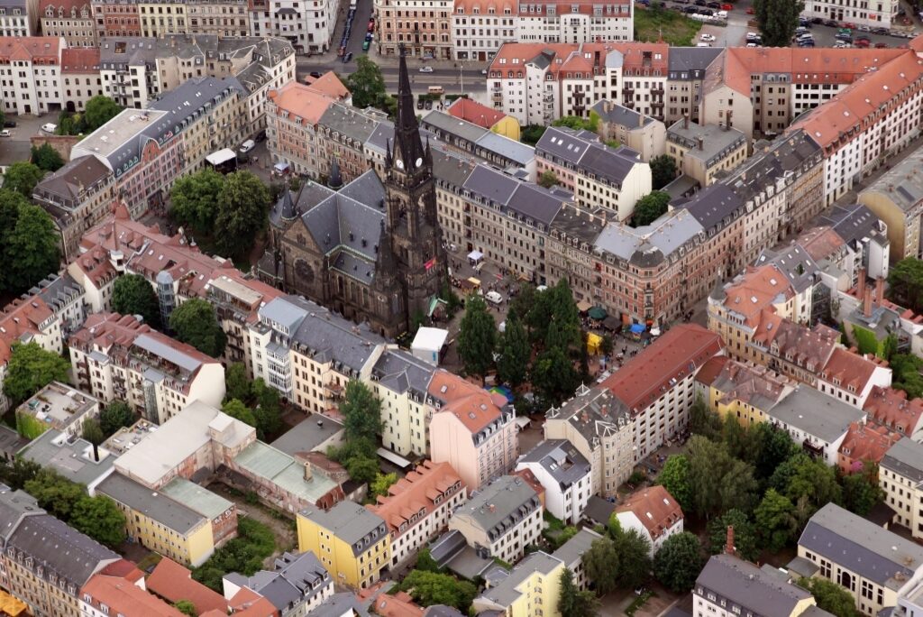 Luftbild des Martin Luther-Platzes