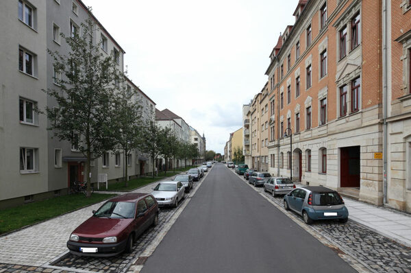 Blick in die Moritzburger Straße nach der Sanierung